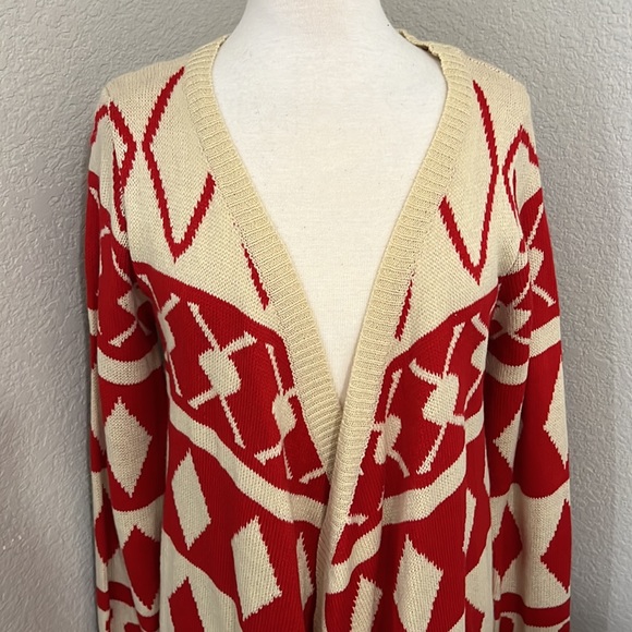 PRONTO USA red and cream cardigan - Picture 3 of 8